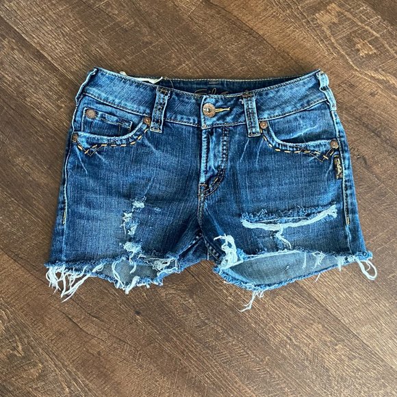 Silver Suki Surplus Jean Shorts - Size 25 - Picture 2 of 8